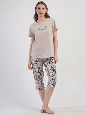 Купить Хлопковый комплект женский большого размера из футболки и капри VIENETTA 4083124474 в Украина в Lingerie.ua - Одяг для дому та відпочинку, Фото 4