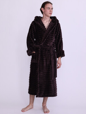 Купить Плюшевый теплый мужской халат большого размера с капюшоном LNGR 170805-П Шарпей в Украина в Lingerie.ua - Одяг для дому та відпочинку, Фото 7