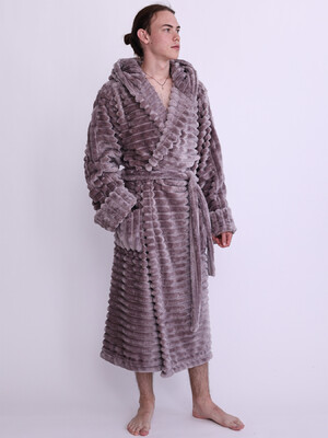 Купить Плюшевый теплый мужской халат большого размера с капюшоном LNGR 170805-П Шарпей в Украина в Lingerie.ua - Одяг для дому та відпочинку, Фото 8