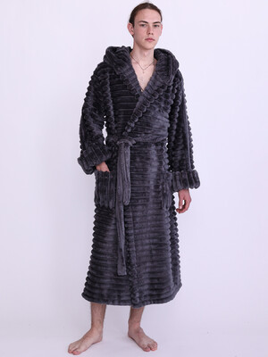 Купить Плюшевый теплый мужской халат большого размера с капюшоном LNGR 170805-П Шарпей в Украина в Lingerie.ua - Одяг для дому та відпочинку, Фото 9