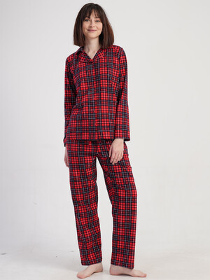 Купить Хлопковая женская классическая пижама в клетку VIENETTA 5010353029 в Украина в Lingerie.ua - Одяг для дому та відпочинку, Фото 5