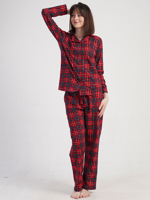 Купить Хлопковая женская классическая пижама в клетку VIENETTA 5010353029 в Украина в Lingerie.ua - Одяг для дому та відпочинку, Фото 6