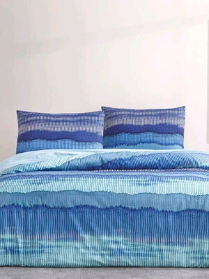 Купить Полуторний комплект постельного белья из ранфорса с простыней на резинке TAC Wave в Украина