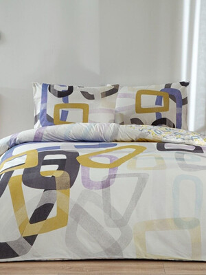 Купить Полуторний комплект постільної білизни з ранфорсу з простирадлом на гумці TAC Feur в Украина