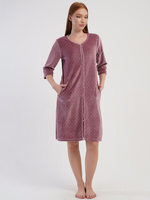 Купить Велюровий жіночий халат на блискавці VIENETTA 5070102126 в Украина