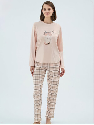 Хлопковый домашний комплект с длинным рукавом SEVIM 17219