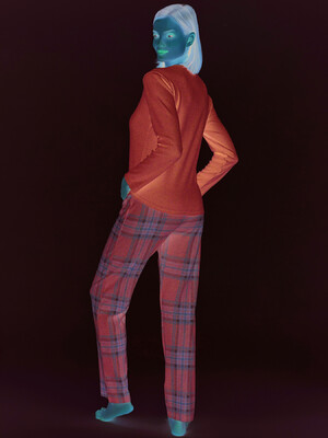 Купить Домашній костюм з довгим рукавом і брюками в клітинку SEVIM 16991 в Украина в Lingerie.ua - Одяг для дому та відпочинку, Фото 4