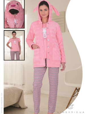 Купить Теплий домашній костюм трійка з капюшоном SABRINA 81287 в Украина