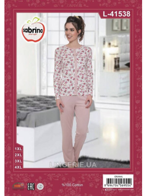 Купить Хлопковый домашний комплект большого размера SABRINA L-41538 в Украина