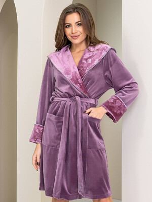 Купить Велюровый женский халат LINGERIE 170605 Kombi Rose  в Украина в Lingerie.ua - Одяг для дому та відпочинку, Фото 5