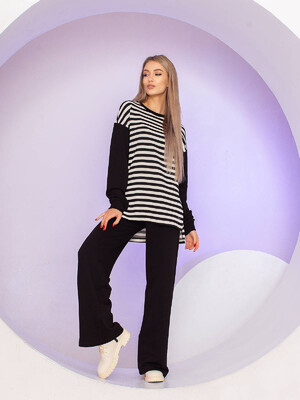 Костюм тройка со свитшотом в полоску и бафом LINGERIE 170643 