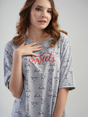 Купить Хлопковая ночная сорочка с коротким рукавом VIENETTA 1102145486 в Украина в Lingerie.ua - Одяг для дому та відпочинку, Фото 7