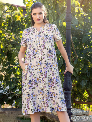 Летний штапельный халат на пуговицах COCOON J4-4023