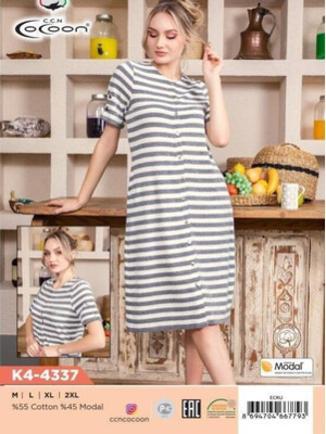 Купить Махровый женский халат на пуговицах COCOON K4-4337 в Украина в Lingerie.ua - Одяг для дому та відпочинку, Фото 1