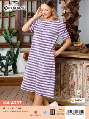 Купить Махровый женский халат на пуговицах COCOON K4-4337 в Украина в Lingerie.ua - Одяг для дому та відпочинку, Фото 2