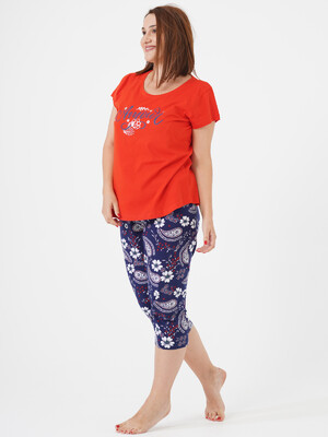 Купить Хлопковый комплект большого размера с капри VIENETTA 1070635100 в Украина в Lingerie.ua - Одяг для дому та відпочинку, Фото 3