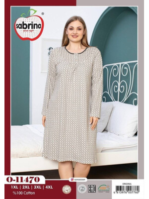 Купить Байковая ночная сорочка с длинным рукавом SABRINA O-11470 в Украина в Lingerie.ua - Одяг для дому та відпочинку, Фото 2