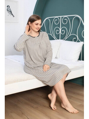 Купить Байковая ночная сорочка с длинным рукавом SABRINA O-11470 в Украина в Lingerie.ua - Одяг для дому та відпочинку, Фото 5