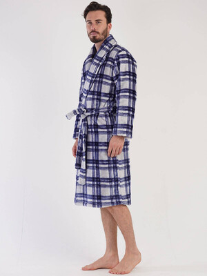 Купить Халат из велсофта в клетку VIENETTA MAN 3030752656  в Украина в Lingerie.ua - Одяг для дому та відпочинку, Фото 2