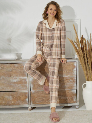 Купить Хлопковая пижама классическая в клетку SEVIM 14914 в Украина в Lingerie.ua - Одяг для дому та відпочинку, Фото 3