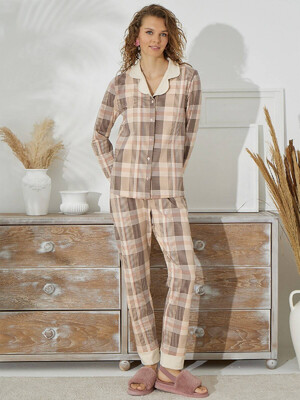 Купить Хлопковая пижама классическая в клетку SEVIM 14914 в Украина в Lingerie.ua - Одяг для дому та відпочинку, Фото 4