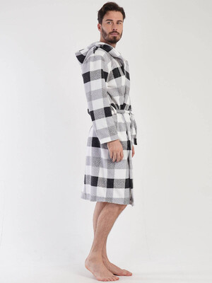 Купить Флисовый мужской халат в клетку VIENETTA MAN 3041870165 в Украина в Lingerie.ua - Одяг для дому та відпочинку, Фото 4