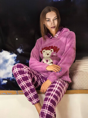 Купить Теплый домашний костюм с капюшоном LINDROS 16048 в Украина в Lingerie.ua - Одяг для дому та відпочинку, Фото 2