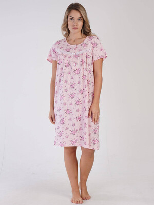 Хлопковая ночная сорочка с коротким рукавом VIENETTA 1616790647