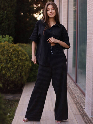 Купить Лляний брючний костюм із коротким рукавом LINGERIE 170713 в Украина