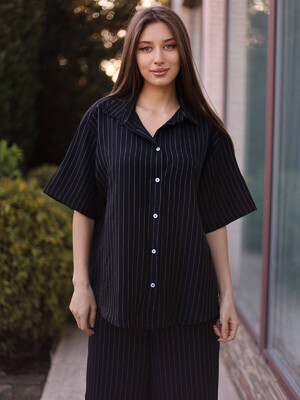 Купить Льняной брючный костюм с коротким рукавом LINGERIE 170713 в Украина в Lingerie.ua - Одяг для дому та відпочинку, Фото 2