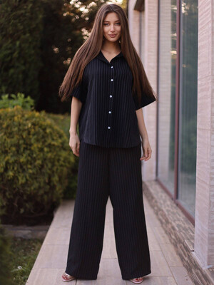 Купить Льняной брючный костюм с коротким рукавом LINGERIE 170713 в Украина в Lingerie.ua - Одяг для дому та відпочинку, Фото 4