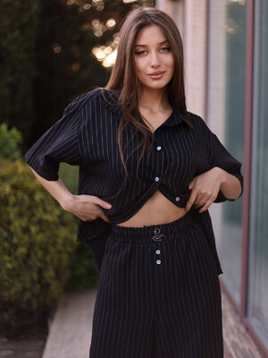 Купить Льняной брючный костюм с коротким рукавом LINGERIE 170713 в Украина в Lingerie.ua - Одяг для дому та відпочинку, Фото 5