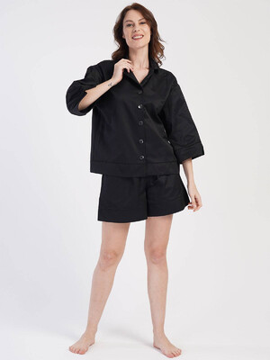 Купить Летний черный костюм с рубашкой и шортами VIENETTA PLUS 4010270000 в Украина в Lingerie.ua - Одяг для дому та відпочинку, Фото 4