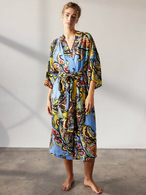 Купить Летний халат кимоно из купро с этническим принтом HAYS 36298 в Украина