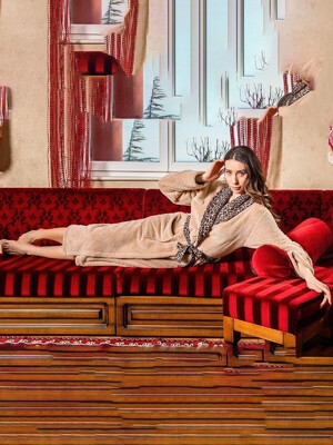 Купить Теплый халат из велсофта с капюшоном COCOON 005-5033 в Украина в Lingerie.ua - Одяг для дому та відпочинку, Фото 3