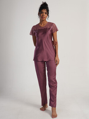 Купить Шелковая пижама с коротким рукавом VIENETTA 1612075133 в Украина в Lingerie.ua - Одяг для дому та відпочинку, Фото 2