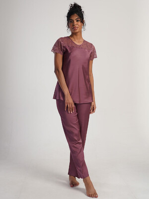 Купить Шелковая пижама с коротким рукавом VIENETTA 1612075133 в Украина в Lingerie.ua - Одяг для дому та відпочинку, Фото 5