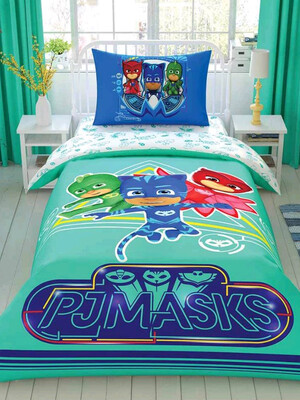 Односпальний комплект постільної білизни TAC Disney PJ Masks Move з простирадлом на гумці