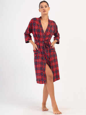 Купить Хлопковый халат женский в клетку VIENETTA 4070433029  в Украина в Lingerie.ua - Одяг для дому та відпочинку, Видео