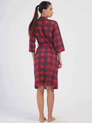 Купить Хлопковый халат женский в клетку VIENETTA 4070433029  в Украина в Lingerie.ua - Одяг для дому та відпочинку, Фото 3