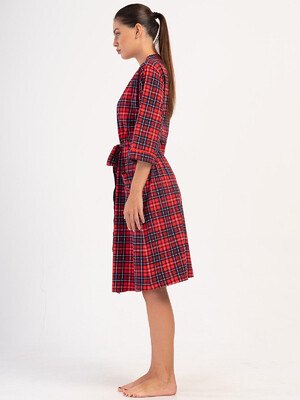 Купить Хлопковый халат женский в клетку VIENETTA 4070433029  в Украина в Lingerie.ua - Одяг для дому та відпочинку, Фото 4