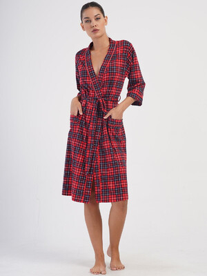 Купить Хлопковый халат женский в клетку VIENETTA 4070433029  в Украина в Lingerie.ua - Одяг для дому та відпочинку, Фото 5