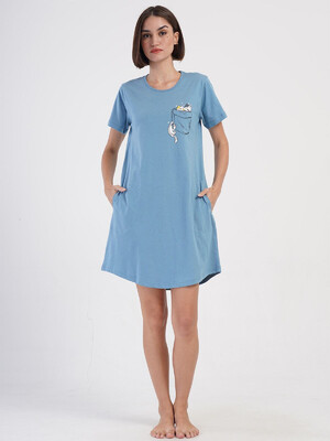 Купить Хлопковая туника с коротким рукавом VIENETTA 4070840000 в Украина в Lingerie.ua - Одяг для дому та відпочинку, Видео