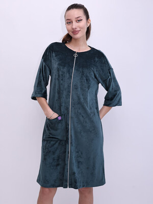 Купить Велюровий халат великого розміру на блискавці LINGERIE 170477-П в Украина в Lingerie.ua - Одяг для дому та відпочинку, Фото 2