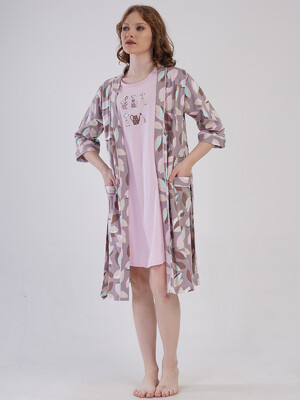 Хлопковый комплект из ночной сорочки и халата VIENETTA 4091350821