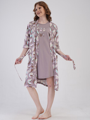 Купить Хлопковый комплект из ночной сорочки и халата VIENETTA 4091350821 в Украина в Lingerie.ua - Одяг для дому та відпочинку, Фото 2