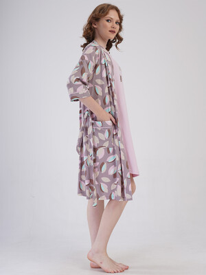Купить Хлопковый комплект из ночной сорочки и халата VIENETTA 4091350821 в Украина в Lingerie.ua - Одяг для дому та відпочинку, Фото 3