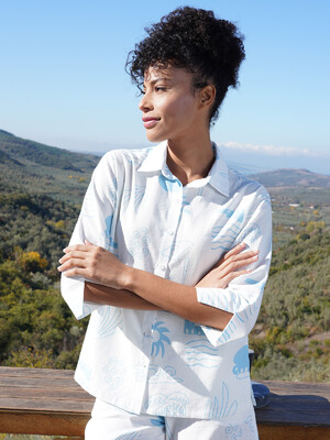 Купить Хлопковый летний костюм из рубашки и шорт VIENETTA PLUS 4110541986 в Украина в Lingerie.ua - Одяг для дому та відпочинку, Фото 2