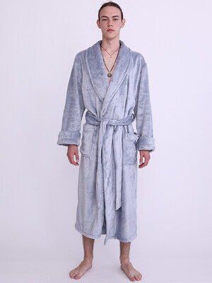 Плюшевий чоловічий халат довгий LNGR 170809-П