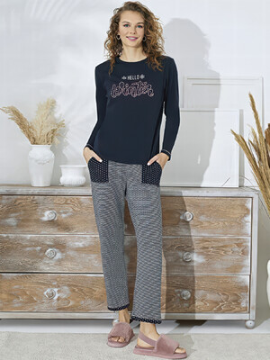 Купить Хлопковый домашний комплект с длинным рукавом  SEVIM 15144 в Украина